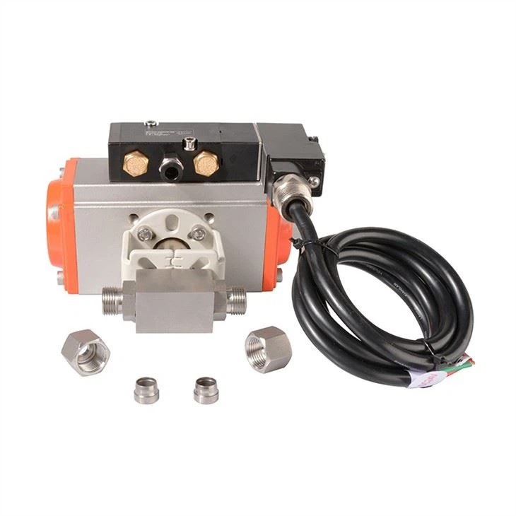 Stainless Steel 6000psi Pneumatic Compression Ball Valve With Explosion Proof Coil